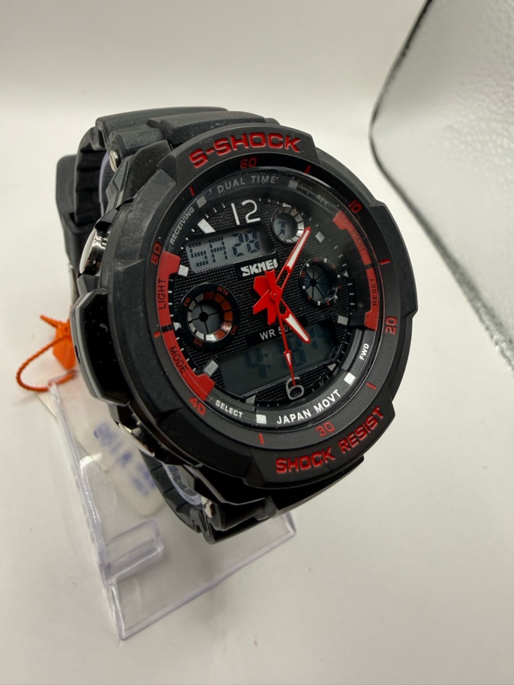 SKMEI S-Shock Men's Sports Quartz Digital Watch Alarm  Red & Black Dial 45mm - Picture 5 of 10